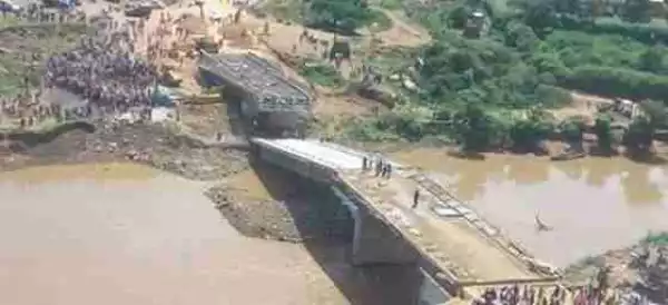Oh No!! $12million Bridge Collapses Just Two Weeks After Presidential Inspection (Photo)